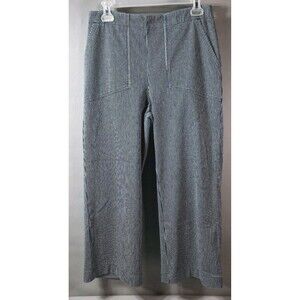 NIC+ZOE Denim Blue White Railroad Stripe Mid Rise Wide Leg Pants Size 29